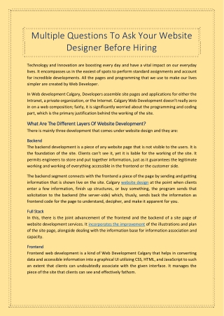 Multiple Questions To Ask Your Website Designer Before Hiring