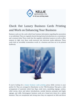 Check Out Luxury Business Cards Printing and Work on Enhancing Your Business