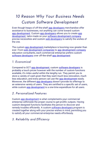 10 Reason Why Your Business Needs Custom Software Development