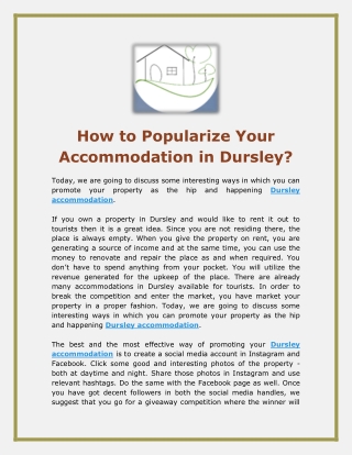 How to Popularize Your Accommodation in Dursley - Woodland House B&B