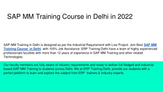 SAP MM Training Course in Delhi in 2022
