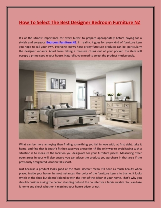 How To Select The Best Designer Bedroom Furniture NZ