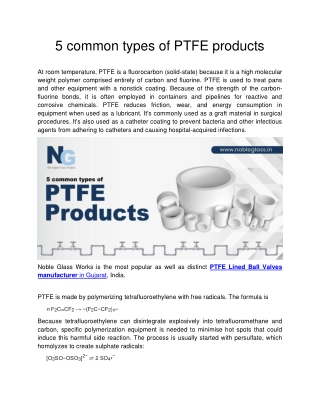 Noble Glass Works - 5 common types of PTFE products