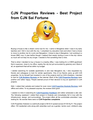 CJN Properties Reviews - Best Project form CJN Sai Fortune