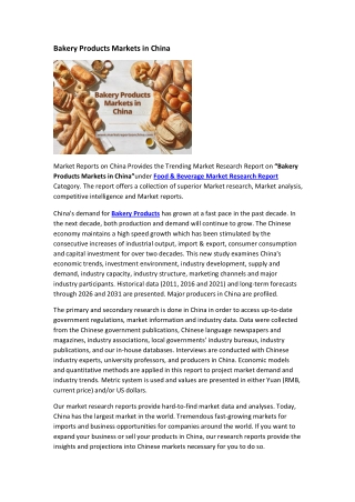 Bakery Products Markets in China
