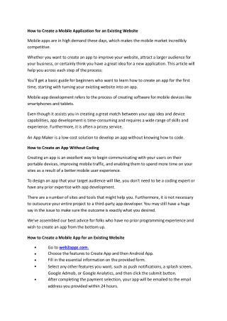 How to Create a Mobile Application for an Existing Website - Web2appz