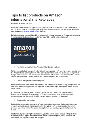 Tips to list products on Amazon international marketplaces