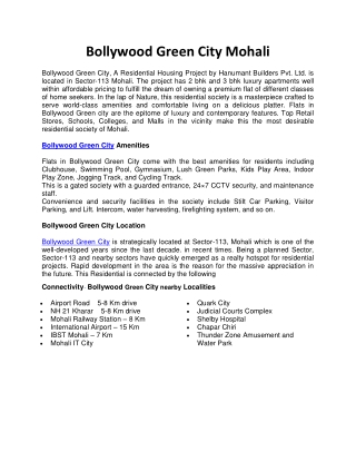 Bollywood Green City Mohali