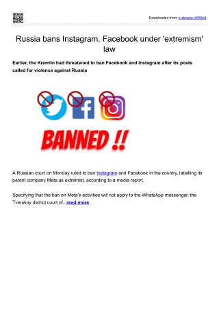 Russia bans Instagram, Facebook under 'extremism' law