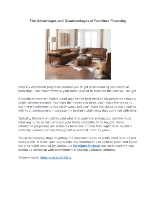 The Advantages and Disadvantages of Furniture Financing