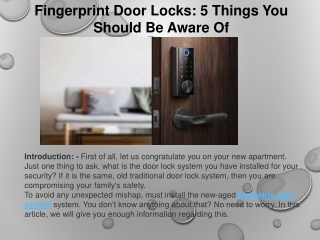 Fingerprint Door Locks 5 Things You Should Be Aware Of