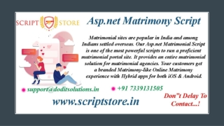 Best Asp.net Matrimony Clone System - SCRIPTSTORE.IN