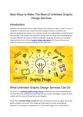 Best Ways to make the most of unlimited Graphic Design Services