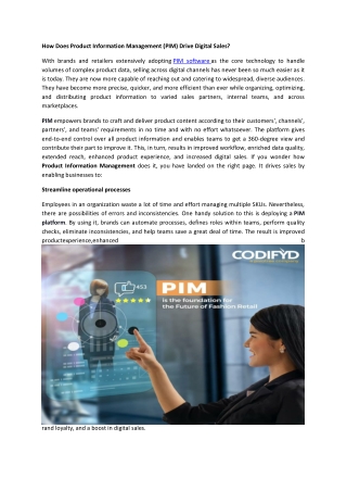 How does Product Information Management (PIM) drive digital sales