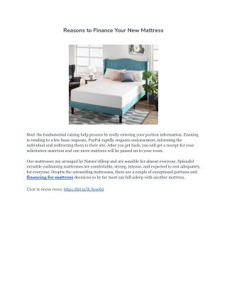 Reasons to Finance Your New Mattress