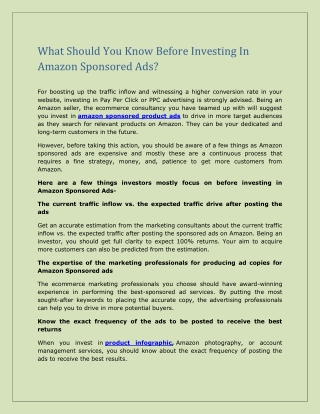 What Should You Know Before Investing In Amazon Sponsored Ads.docx