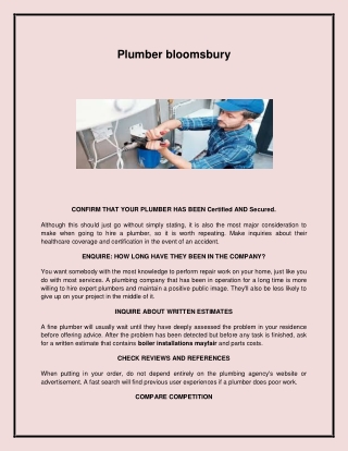 Searching for the best Boiler Repairs in Bloomsbury