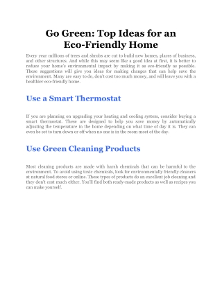 Go Green_ Top Ideas for an Eco-Friendly Home