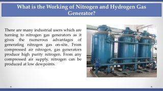 What Is the Working of Nitrogen and Hydrogen Gas Generator