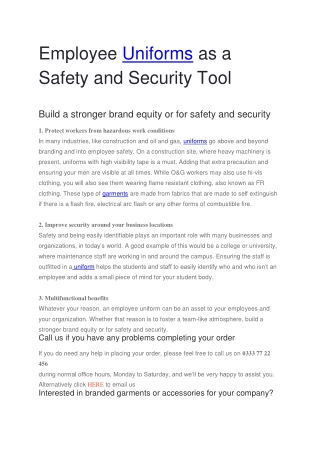Employee Uniforms as a Safety and Security Tool