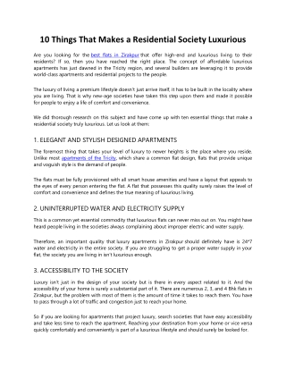 10 Things That Makes a Residential Society Luxurious