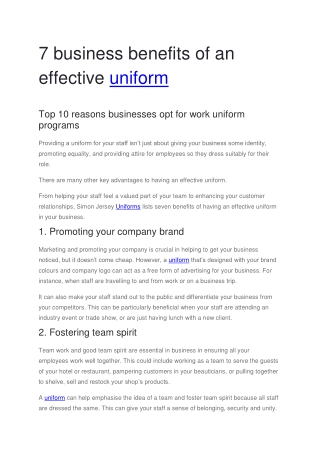 7 business benefits of an effective uniform