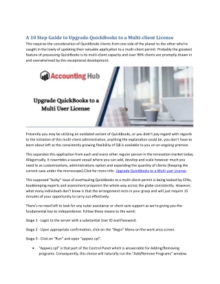 How to Upgrade QuickBooks to a Multi user License