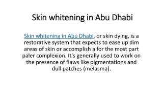 Skin whitening in Abu Dhabi