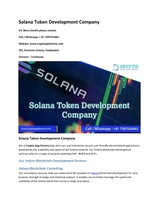 Solana Token Development Company