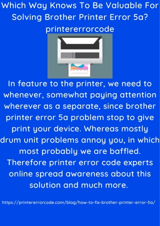 Which Way Knows To Be Valuable For Solving Brother Printer Error 5a