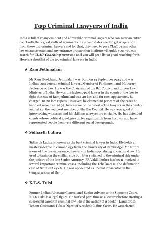 Top Criminal Lawyers of India
