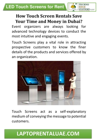 How Touch Screen Rentals Save Your Time and Money in Dubai?
