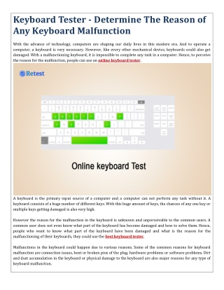 Keyboard Tester - Determine The Reason of Any Keyboard Malfunction