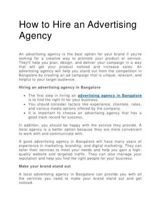 How to Hire an Advertising Agency in India