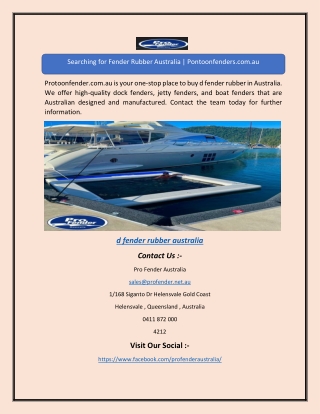Searching for Fender Rubber Australia | Pontoonfenders.com.au