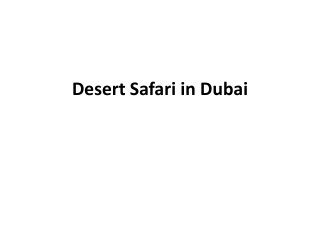 best Desert Safari in Dubai