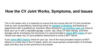 How the CV Joint Works, Symptoms, and Issues