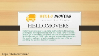 HELLOMOVERS Packers and movers in Bathinda PPT