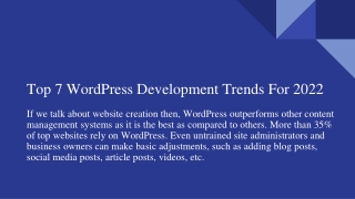 Top 7 WordPress Development Trends For 2022