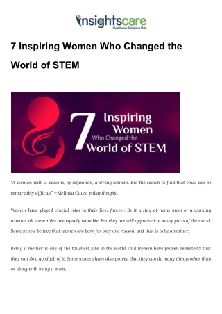 7 Inspiring Women Who Changed the World of STEM