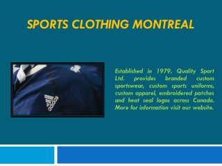 Sports Clothing Montreal