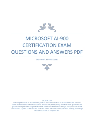 Microsoft AI-900 Certification Exam Questions and Answers PDF