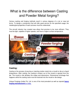 Unique Forgings - What is the difference between Casting and Powder Metal forging_-converted