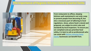 The Importance of Hygienic Kitchen Cleaning Santa Clarita
