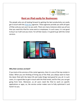 Rent an iPad easily for Businesses