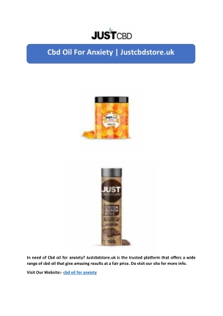 Cbd Oil For Anxiety | Justcbdstore.uk