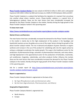 Phase Transfer Catalysts Market