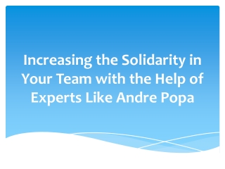 Increasing the Solidarity in Your Team with the Help of Experts Like Andre Popa