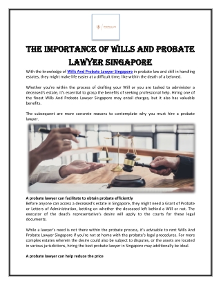The importance of Wills And Probate Lawyer Singapore
