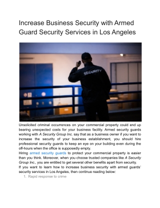 Increase Business Security with Armed Guard Security Services in Los Angeles